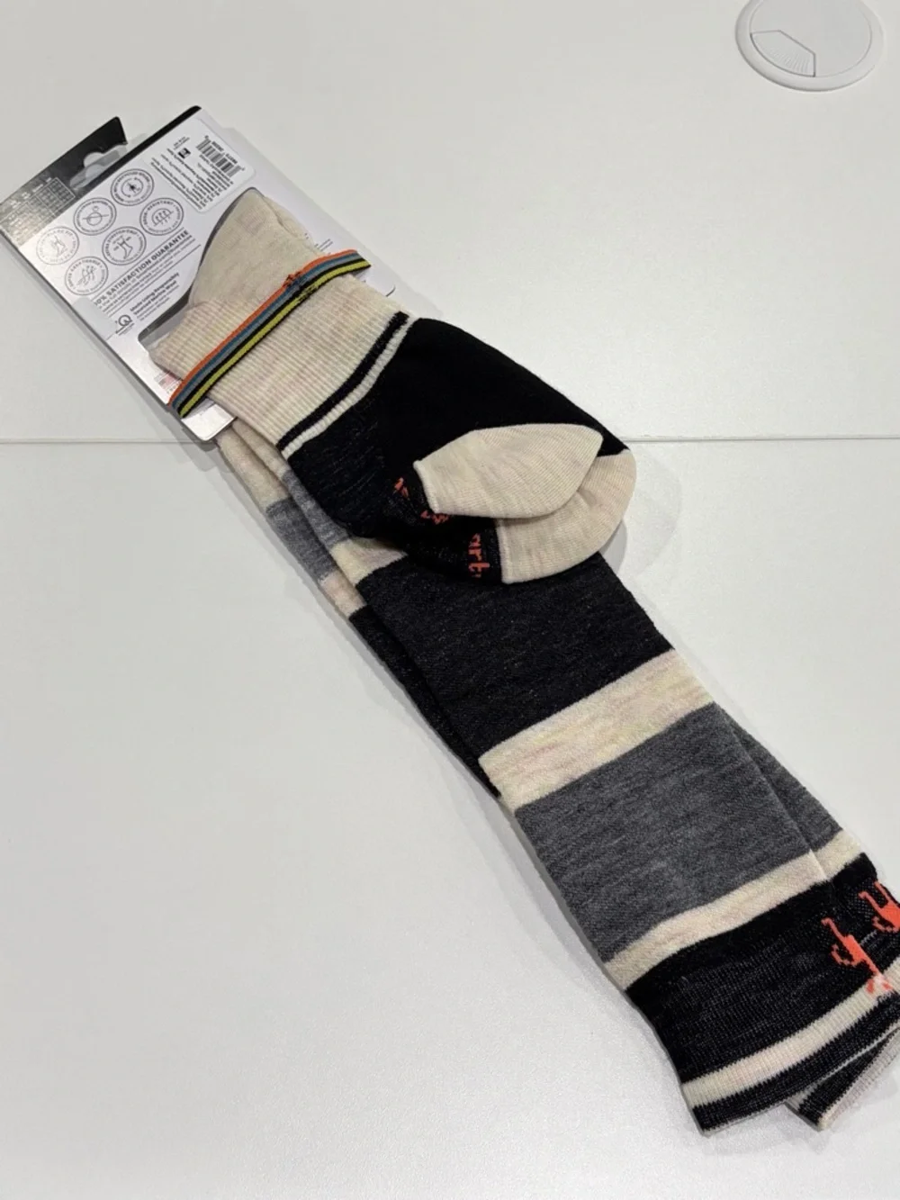Smartwool Women's Large Snowboard OTC Socks Targeted Cushion Grey Black NWT